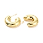 Brass C-shape Stud Earrings, Half Hoop Earrings for Women, Cadmium Free & Lead Free