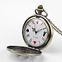 Alliage forme de boussole montres de poche, montre à quartz, avec une chaîne en fer