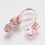 Brass Micro Pave Cubic Zirconia Fold Over Clasps, Lead Free & Cadmium Free, Hook