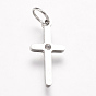 316 Surgical Stainless Steel Pendants, with Rhinestone, Cross