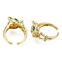 Anillos de brazalete abiertos de leopardo de circonia cúbica, anillo de latón chapado en oro real 18k para mujer, sin níquel