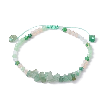 Natural & Synthetic Gemstone Chip Bead Braided Bracelets for Women, with Glass Bicone Beads