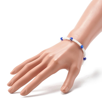 Perles de verre et perles de chalumeau faites à la main bracelets extensibles pour enfant, mauvais œil