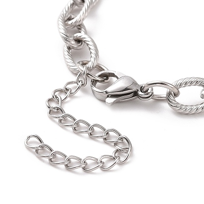 304 pulsera de cadena tipo cable texturizada de acero inoxidable para hombres y mujeres