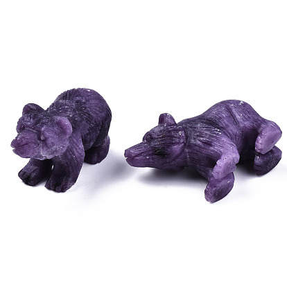 Décorations d'affichage en pierre de lépidolite naturelle / mica violet, ours