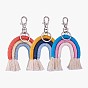 3Pcs Boho Rainbow Keychain Weaving Macrame Rainbow Tassel Keychain Cute Keychain for Women Girl Bag Wallet Accessories