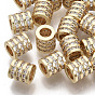 Brass Micro Pave Cubic Zirconia European Beads, Large Hole Beads, Nickel Free, Column, Clear, Real 18K Gold Plated