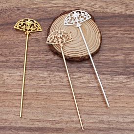 Alloy Hair Stick Findings, with Iron Pins, Fan