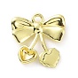 Rack Plating Alloy Enamel Pendants, Bowknot with Heart Charms
