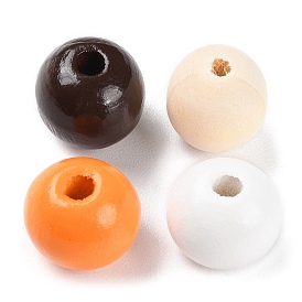 Spray Painted Natural Wood Beads, Round