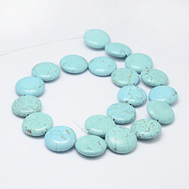 Natural Magnesite Beads Strands, Flat Round, Dyed & Heated
