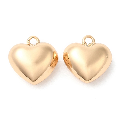 Brass Pendants, Light Gold, Heart Charm