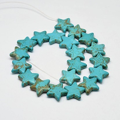 Dyed Synthesis Turquoise Bead Strands, Star