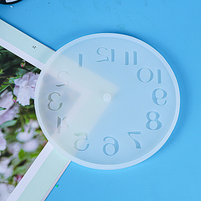 Plat rond avec chiffres arabes horloge décoration murale moules en silicone de qualité alimentaire, pour la résine UV, fabrication artisanale de résine époxy