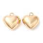 Brass Pendants, Light Gold, Heart Charm