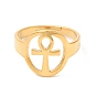 304 anillo ajustable ankh corss hueco de acero inoxidable para mujer