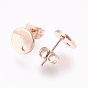 Ion Plating(IP) 304 Stainless Steel Stud Earring Findings, with Flat Plate, Flat Round