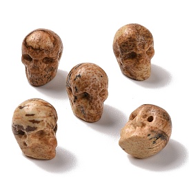 Natural Picture Jasper Beads, Halloween Skull