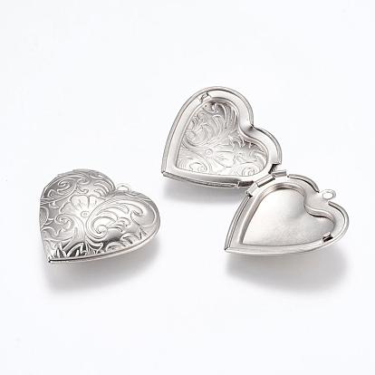 316 inoxydable pendentifs médaillon en acier, cadre de photo charmant pour colliers, cœur
