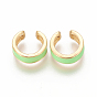 Golden Plated Brass Cuff Earrings, with Enamel, Ring