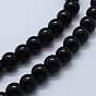 Brins de perles d'onyx noir naturel, teints et chauffée, ronde