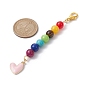 Alloy Enamel Heart Pendant Decorations, with Chakra Natural Gemstone Round Bead and Alloy Lobster Claw Clasps