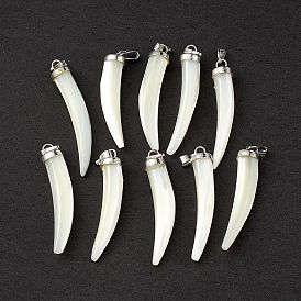Natural Trochid Shell/Trochus Shell Pendants, Pepper Charms, with Platinum Tone Iron Snap on Bails