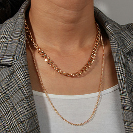 Sexy and Simple Multi-layered Chain Necklace with European-American Metal Chains for Women