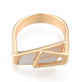 Открытое кольцо-манжета трапециевидной формы из натуральной ракушки, украшения из латуни для женщин, без кадмия, без никеля и без свинца