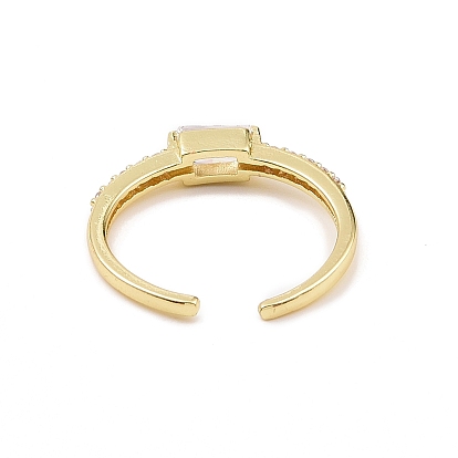 Прямоугольное открытое кольцо-манжета из прозрачного кубического циркония, украшения из латуни для женщин