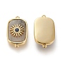Natural Gemstone Links Connectors, with Long-lasting Plated Real 18K Gold Plated Brass Findings, Rectangle