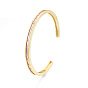 Кубический цирконий прямоугольный браслет-манжета с открытой манжетой, золотые латунные украшения для женщин, без никеля 