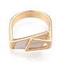 Natural Shell Trapezoid Open Cuff Ring, Brass Jewelry for Women, Cadmium Free & Nickel Free & Lead Free