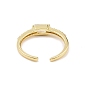 Clear Cubic Zirconia Rectangle Open Cuff Ring, Brass Jewelry for Women