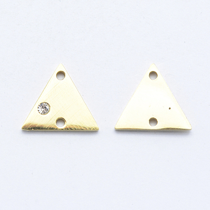 316 Liens / connecteurs en zircone cubique micro-pavé en acier inoxydable, triangle, clair