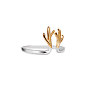 SHEGRACE Fashion 925 Sterling Silver Cuff Tail Ring, with Real 18K Gold Plated Antler, Christmas, 18mm