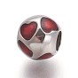 Placage ionique (ip) 304 billes européennes en acier inoxydable, avec l'émail, Perles avec un grand trou   , ronde avec le coeur