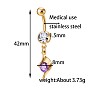 Brass Cubic Zirconia Navel Ring, Belly Rings, with 304 Stainless Steel Bar, Cadmium Free & Lead Free
