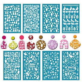 Pochoir de sérigraphie en polyester sur le thème de Pâques, outil de sérigraphie réutilisable en pâte polymère, pour la fabrication de boucles d'oreilles en pâte polymère