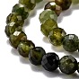 Natural Green Tourmaline Beads Strands, Gradient Color, Faceted, Round