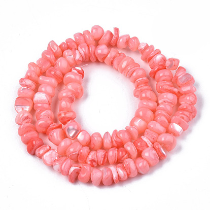 Natural Sea Shell Beads Strands, Dyed, Chips