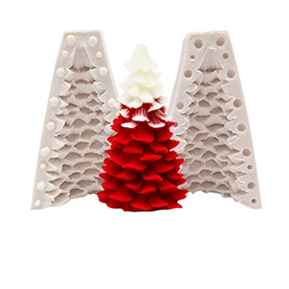 3D Christmas Tree DIY Candle Two Parts Silicone Molds, for Xmas Tree Scented Candle Making