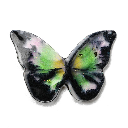 Cabujones de resina epoxi transparente, con polvo del brillo, mariposa