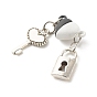 Heart Alloy Magnetic Clasps with Loops, with 304 Stainless Steel Jump Rings and Alloy Pendant, Key & Lock