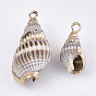 Electroplate Spiral Shell Pendants, with Iron Findings, Light Gold