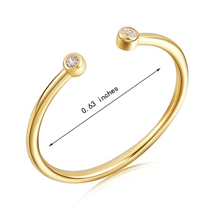 925 anillo abierto minimalista de plata esterlina con zironia cúbica transparente para mujer