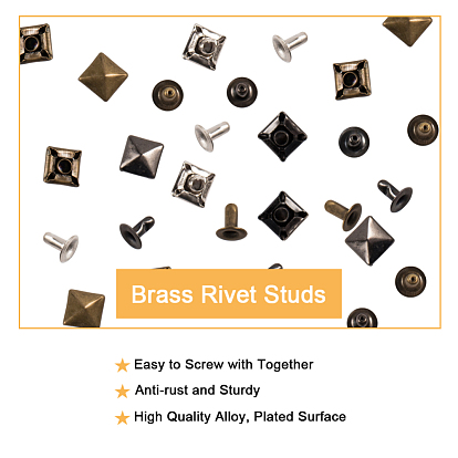 Brass Rivet Studs, with Iron Findings, For Purse, Bags, Boots, Leather Crafts Decoration