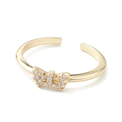Brass Micro Pave Cubic Zirconia Ring, Cuff Ring, for Women