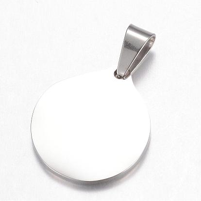 304 Stainless Steel Pendants, Blank Stamping Tag, Flat Round
