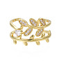 Cubic Zirconia Leaf Wrap Open Cuff Ring, Real 18K Gold Plated Brass Chunky Ring for Women, Nickel Free